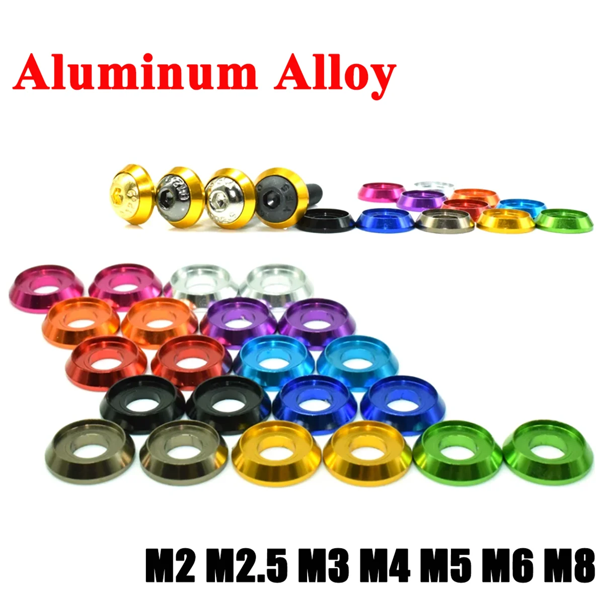  Aluminum Washer M2 M2.5 M3 M4 M5 M6 M8 Colorful Aluminum Alloy Cup Head Gasket Washer for Button Head Screw Bolt RC Model Part