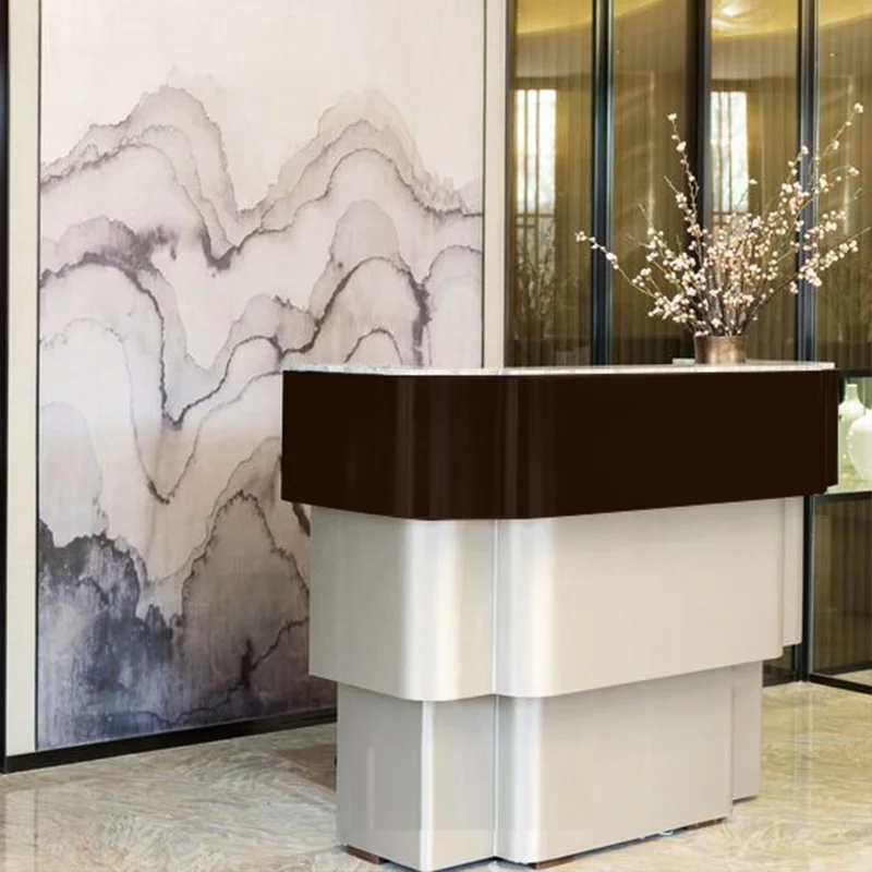 Light luxury checkout page Bar front desk High-end customization Simple service desk checkout page Modern reception desk