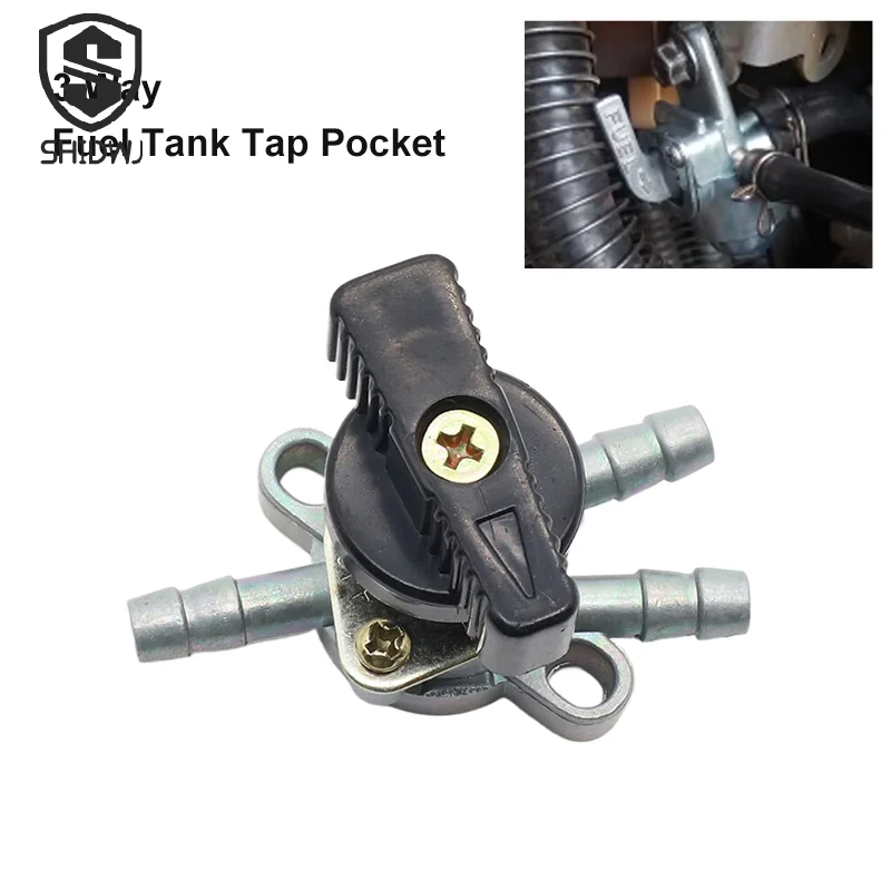 1Pcs 3-Way Fuel Tank Tap Pocket Cock Valve Switch For E-Ton Lightning 50 40cc 50cc 90cc Polaris Motorcycle ATV Dirt Pit Bike