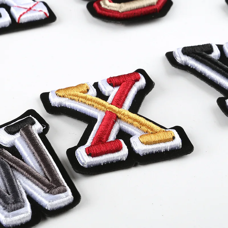 High Grade Cool 26pc Letters 3D Embroidered Sew on Patches for Clothing Stickers Iron-on Clothes Biker Appliques Stripes Badge