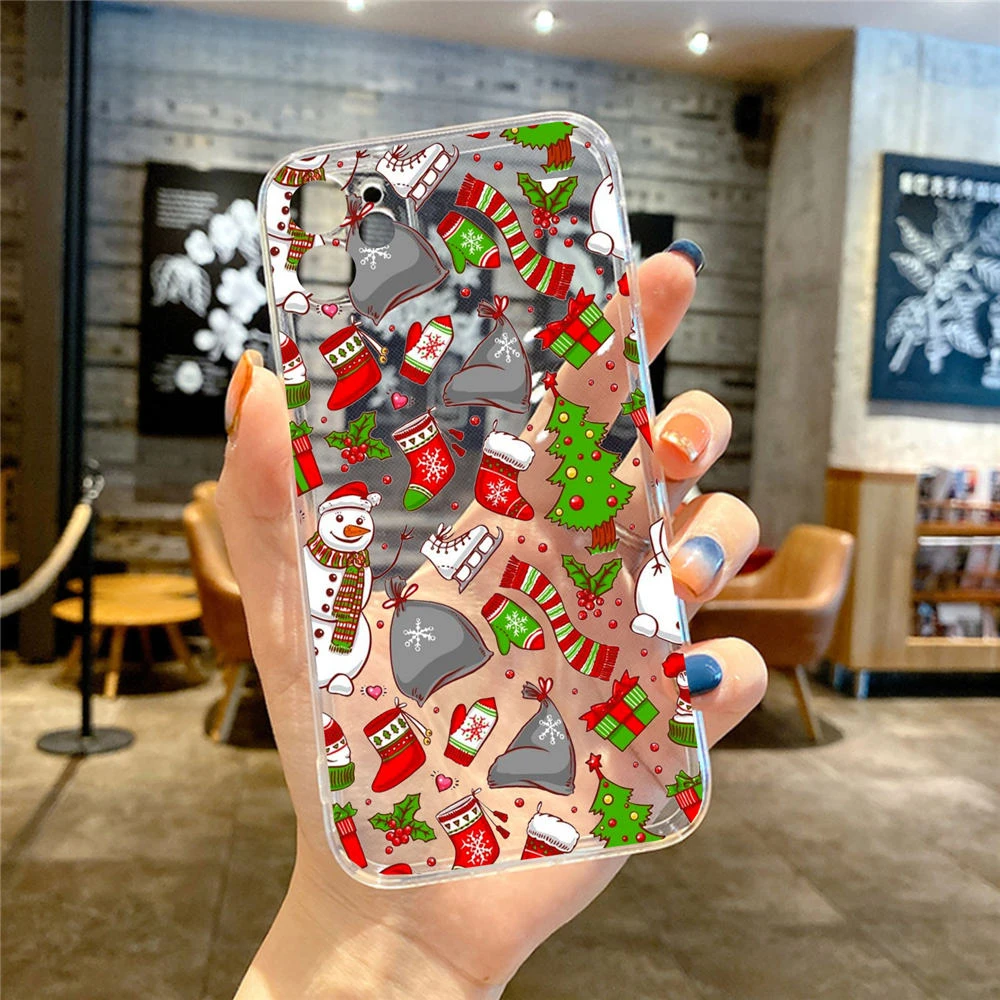 Merry Christmas Phone Case For iPhone 15 11 12 14 13 Pro Max Mini Plus XSM XR SE2 7 8 Snowman Elk New Year Mobile Phone Covers