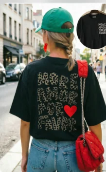 More Amor Por Favor T Shirt Funny Leopard Heart Graphic Spanish Quote Unisex Harajuku Streetwear Loose Summer Short Sleeve Tops
