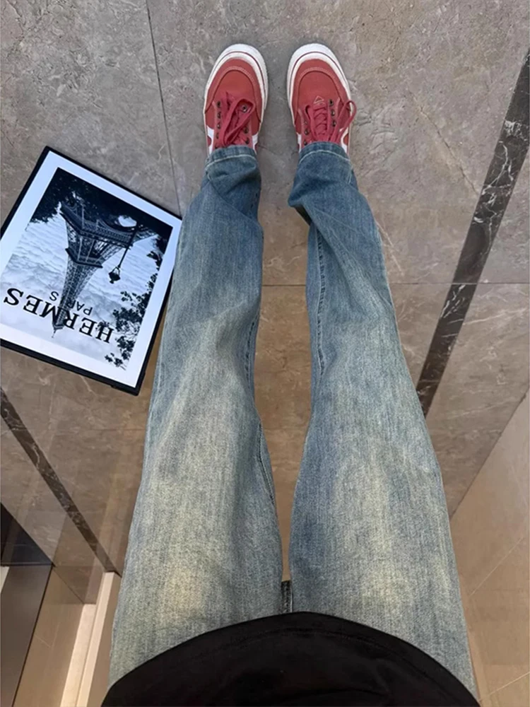 

Мужские джинсы синего цвета с высокой талией и подкладкой из флиса, узкие прямые брюки, модные повседневные джинсовые брюки на весну, осень и зиму