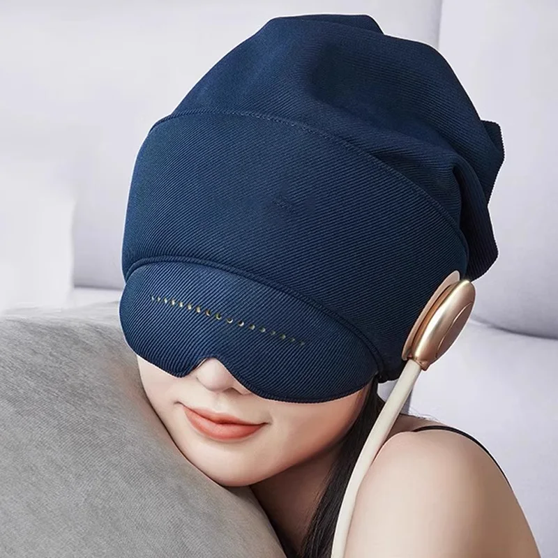 Masajeador de cabeza para dormir R2, gorro de masaje para el cuero cabelludo, masajeador de ojos Cervical, reproductor de música Bluetooth, 4 niveles de intensidad de masaje