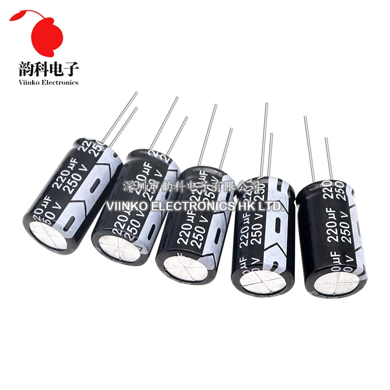 알루미늄 전해 캐패시터, 250V, 1UF 2.2UF 3.3UF 4.7UF 10UF 22UF 33UF 47UF 100UF 220UF 330UF, 5 개