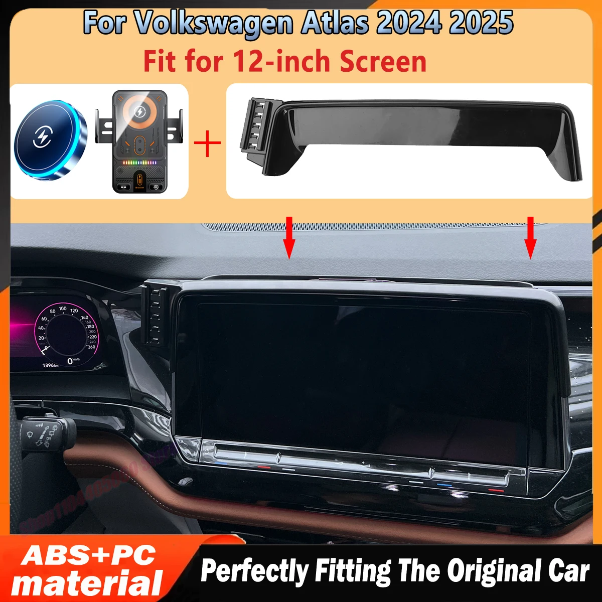 For Volkswagen Atlas 2024 2025 Magnetic Wireless Car Charger Air Vent Phone Holder Stand Fast Charging Cellphone Bracket