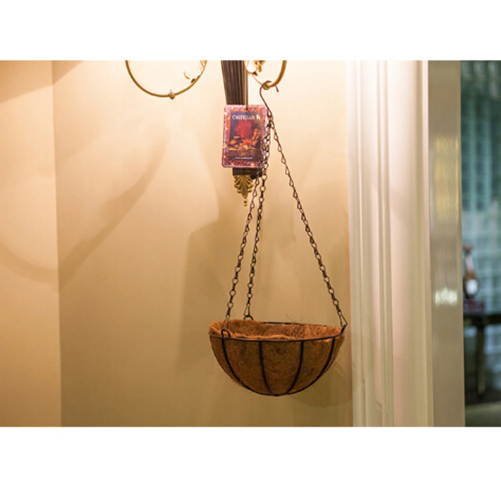 

20Cm Metal Hanging Flower Pot Coconut Style Plant Holder Round Steel Wires Waterproof Durable Decorative Planter For Balcony