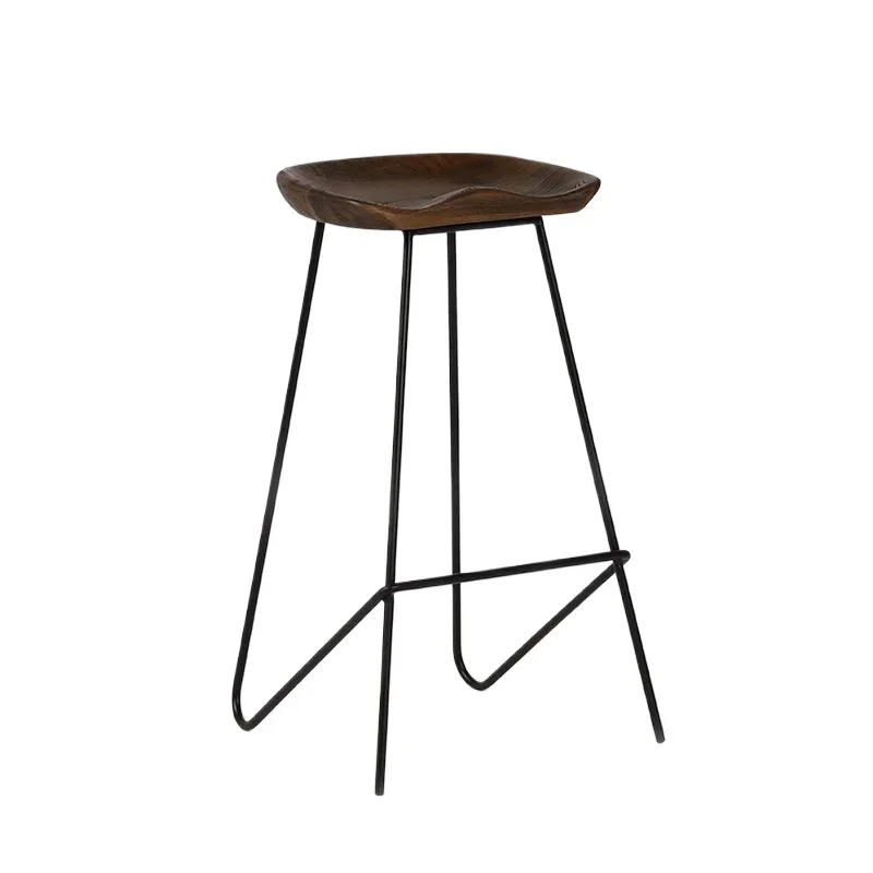 Tall wood bar stool counter height tan stool kitchen modern metal leg club stool