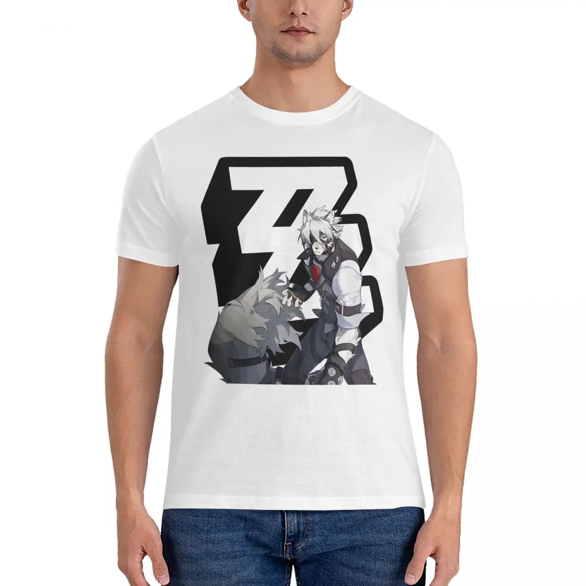 ZZZ Von Lycaon T-Shirt for Men Zenless Zone Zero Amazing Cotton Tees Crewneck Short Sleeve T Shirts Printed Clothes