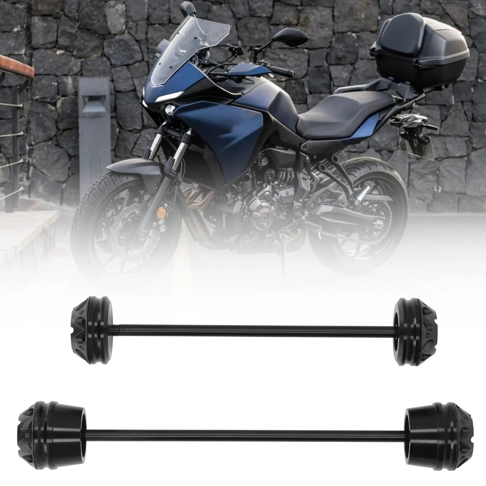 2PCS Motorcycle Wheel Anti Fall Protection Ball Front and Rear Aluminium Alloy Replacement For MT‑07 2014‑2016