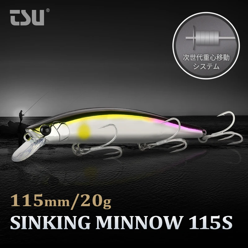 TSURINOYA Sinking Jerkbait Sea Fishing Lure 115S 20g Long Casting Minnow Seabass Artificial Hard Bait Bass Pike Fishing Lure