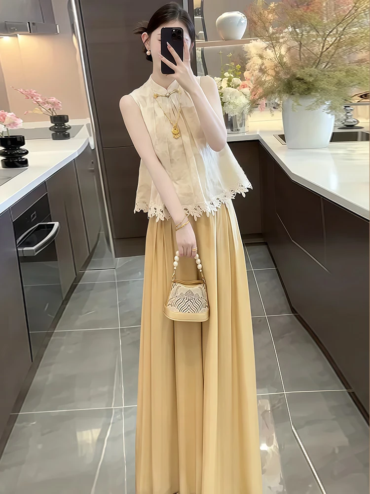 Ele Stand Kraag Button up Svel Vest Dames Zomer Nieuwe Losse Afslankende Ontwerp Bloemen Top Faionable Vrijetijdskleding