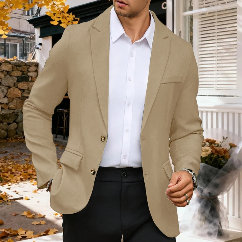 

Men's suit coat Black single breasted lapel slim fit men's jacket Italian tailored business casual groom‘s blazer