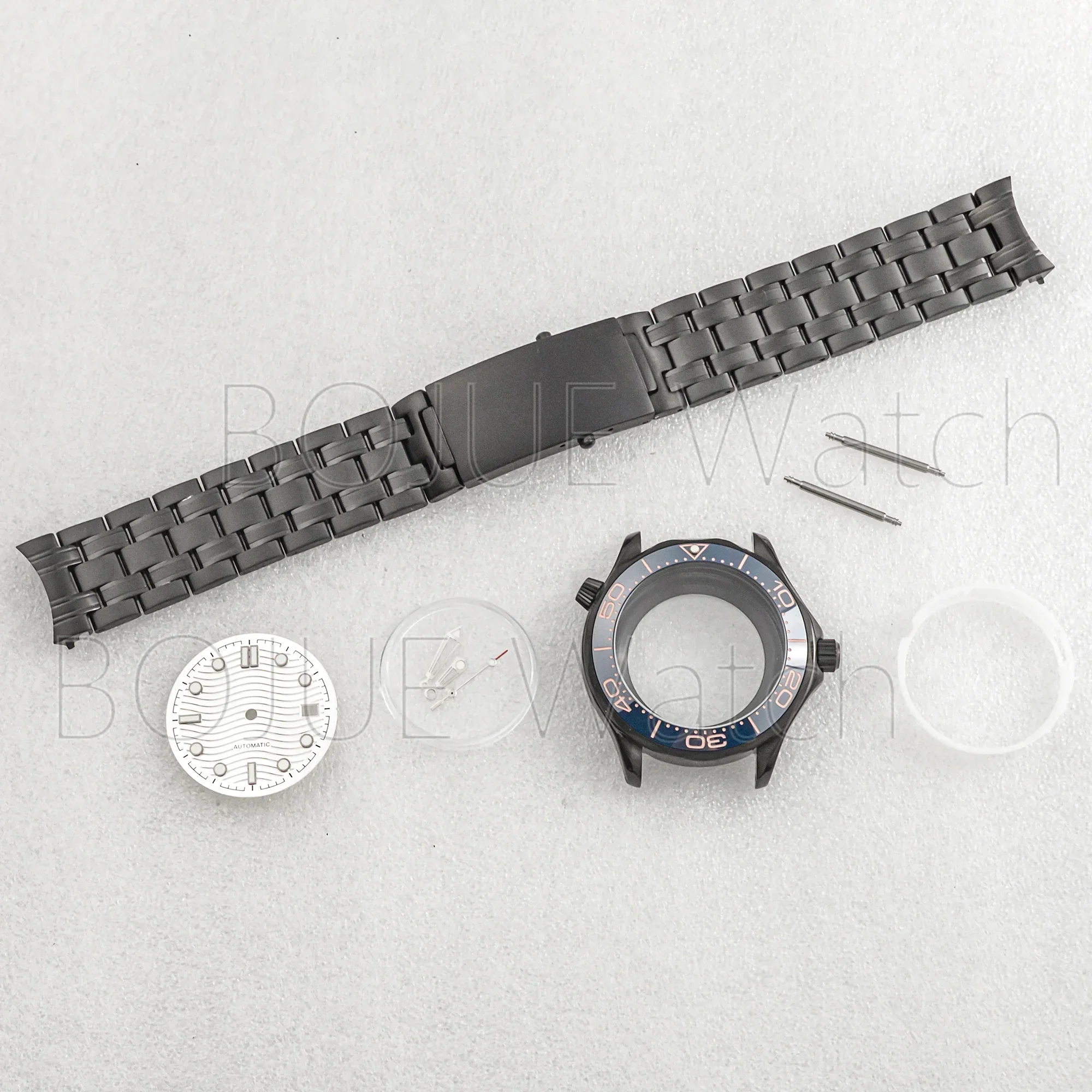 NH35 NH36 41mm Stainless Steel  Watch Case and Strap Dial Clear Glass Case Back for Seamaster  Automatic Mechanical Movement