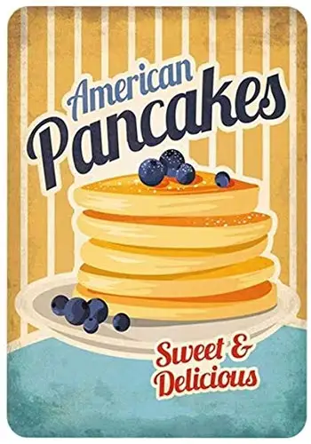 Retro Vintage Metal Sign Tin Sign American Pancakes Home Bar Kitchen Club Wall Decor Signs 12x8inch