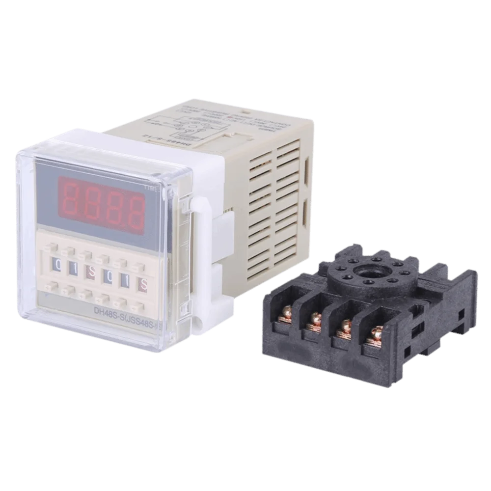 

DH48S-S Time Relay 110V AC Cycle Control Digital Display Time Relay 0.1s~99h with Base DH48S-S Time Relay Control Device