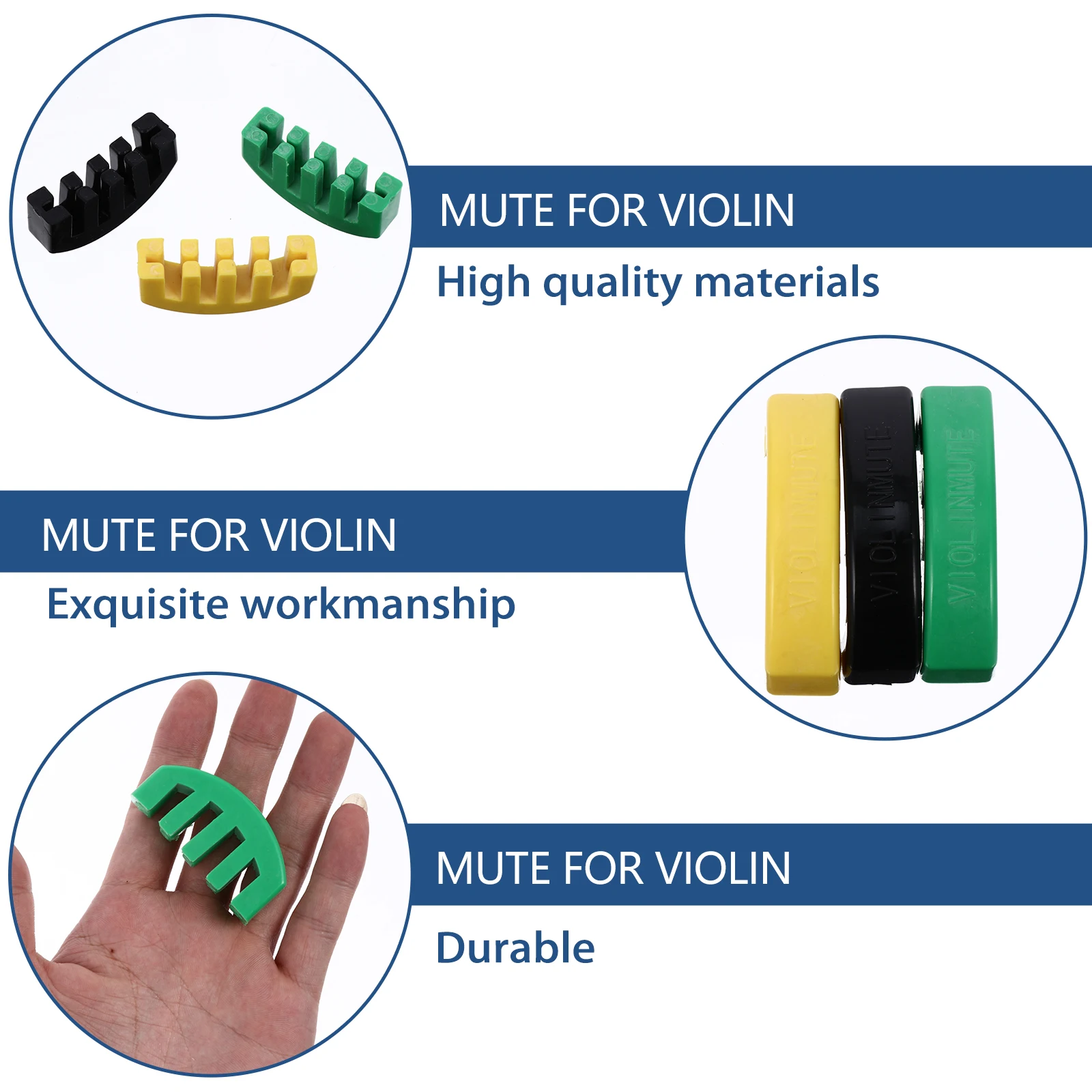 

3pcs Practice Mute Rubber 5 Prongs High Quality Durable Eco-Friendly Beginner Silent Learning Easy Use Non-Scratch Compatible