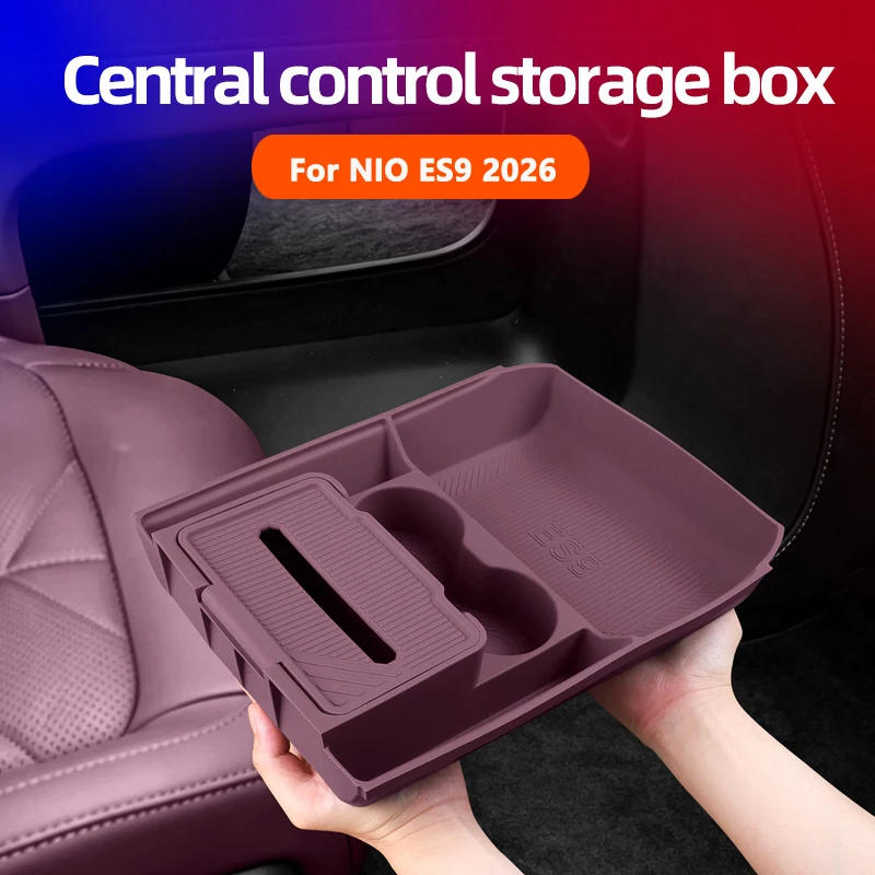 Car Under The Center Console Silicone Mat Storage Box Waterproof Shockproof Organizer Pad For NIO ES9 2026 Auto Accessories