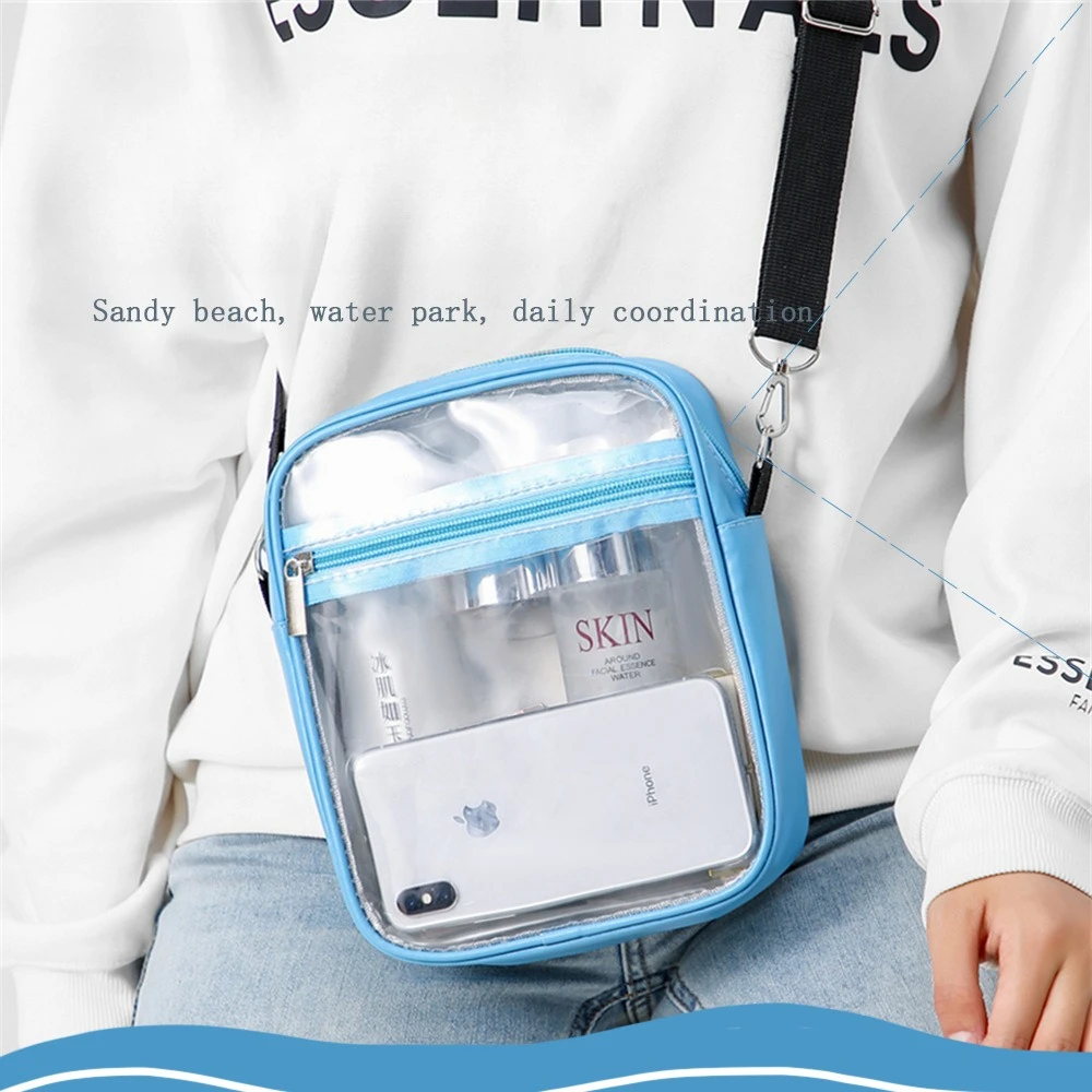 

Women Clear Shoulder Bag Stadium Approved PVC Concert Transparent Purse Simple Crossbody Bag With Front Pocket Casual Handbag