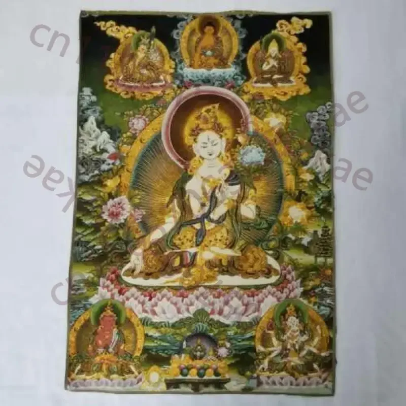 Tibet Tibetan Cloth Silk White Tara Spirit of Compassion Goddess Tangka Thangka