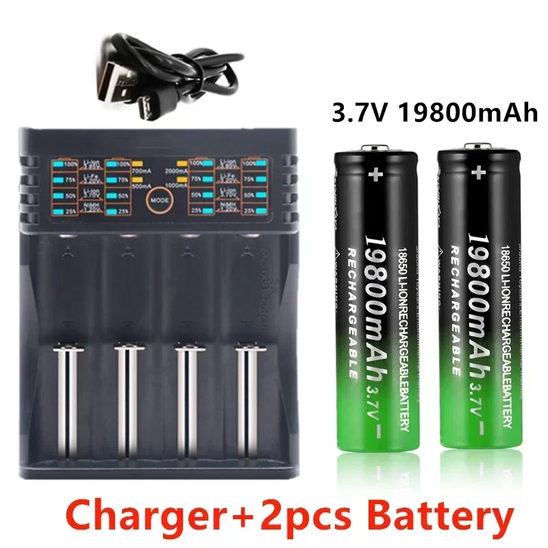 

3.7V 18650 Lithium Batteries Flashlight 18650 Rechargeable-Battery For Flashlight + 401 Charger