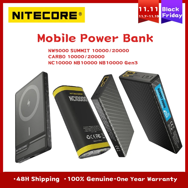 Nitecore NW5000 SUMMIT 10000/20000 CARBO 10000/20000 NC10000 NB10000 NB10000 Gen3/20000 10000 мАч/20000 мАч Мобильный аккумулятор