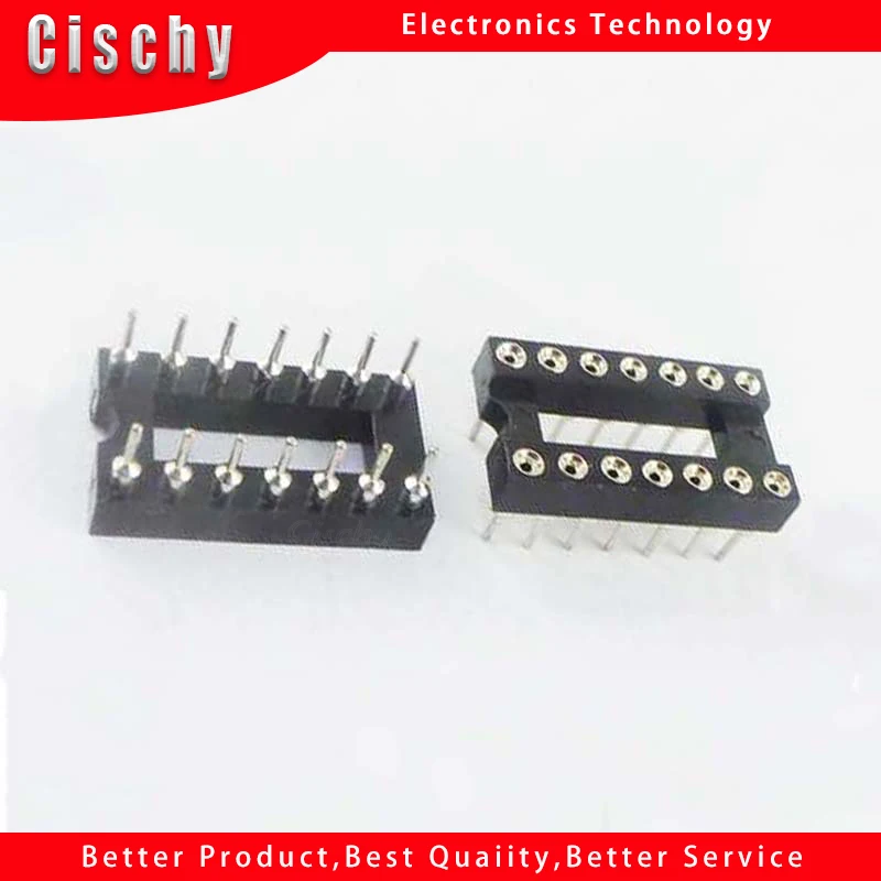 10pcs/lot Round Hole 14 Pins 2.54MM DIP DIP14 IC Sockets 14 PIN 2.54 Adaptor Solder Type IC Connector DIP-14 In Stock