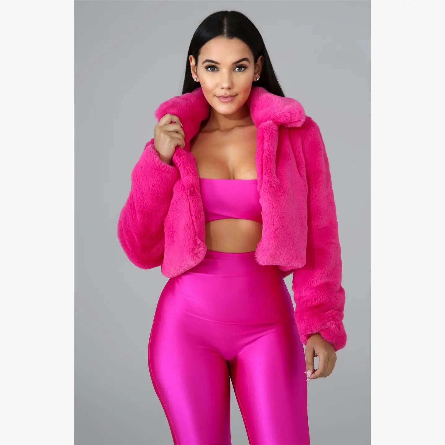 سترة فضفاضة من الفرو الصناعي معطف Jaet معطف نسائي للتنقل مع كيت طويل Sve سحاب لون نقي