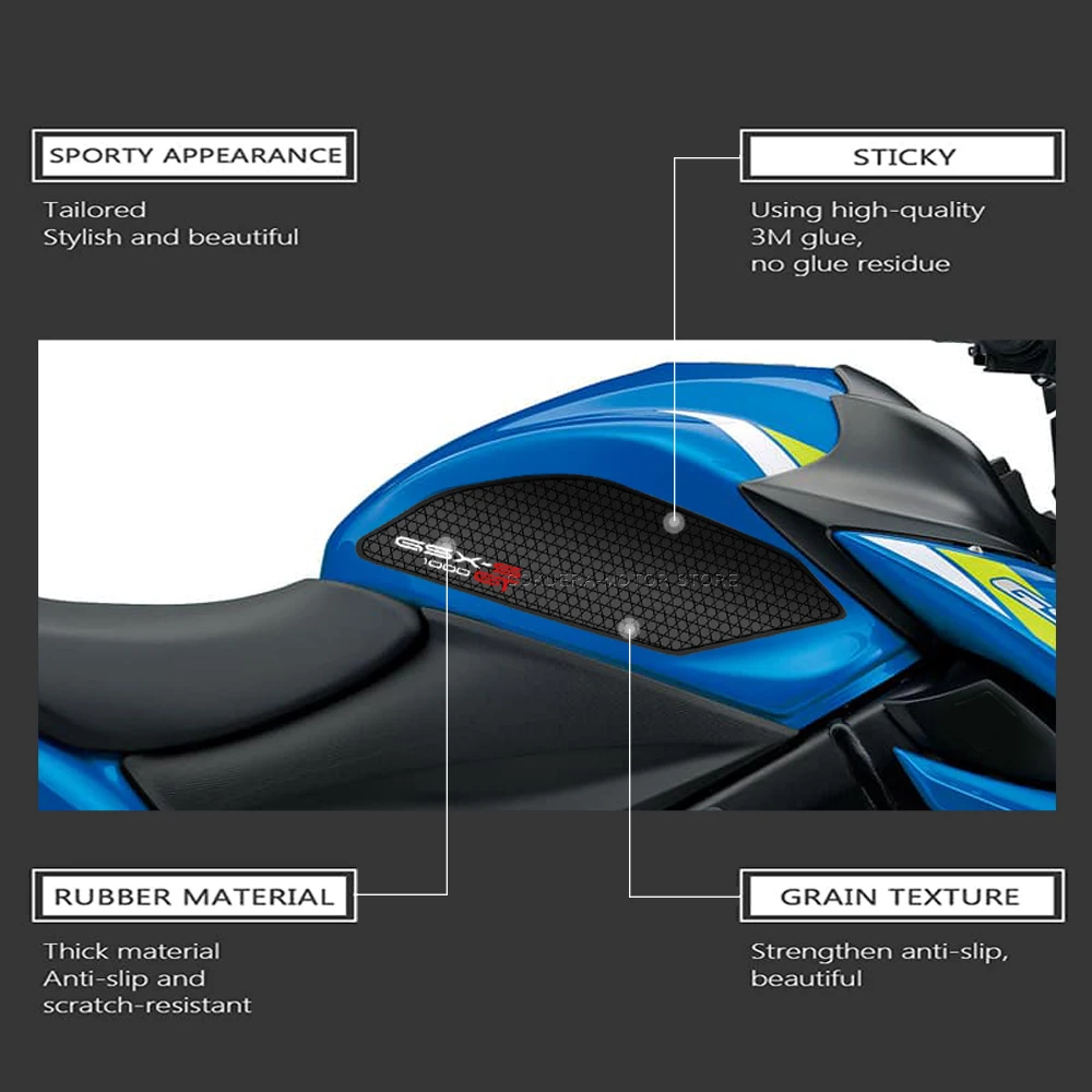 For GSX S1000 GT 2022 Motorcycle Tank Traction Pad Anti Slip Sticker Gas Knee Grip Protector