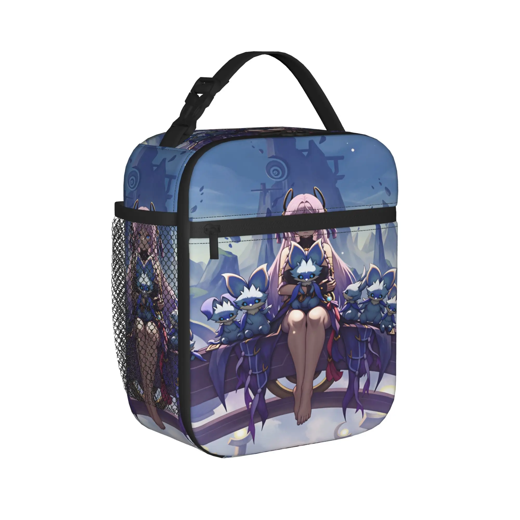 Genshin Impact Lunch Bag Game Casual Lunch Box For Adult Outdoor Picnic Portable Zipper Cooler Bag Waterproof Tote Handbags