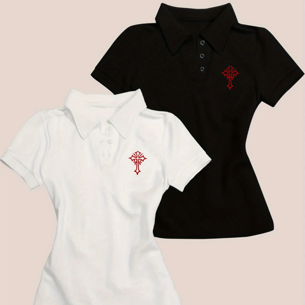 

"Y2K White Polo with Timeless Charm"