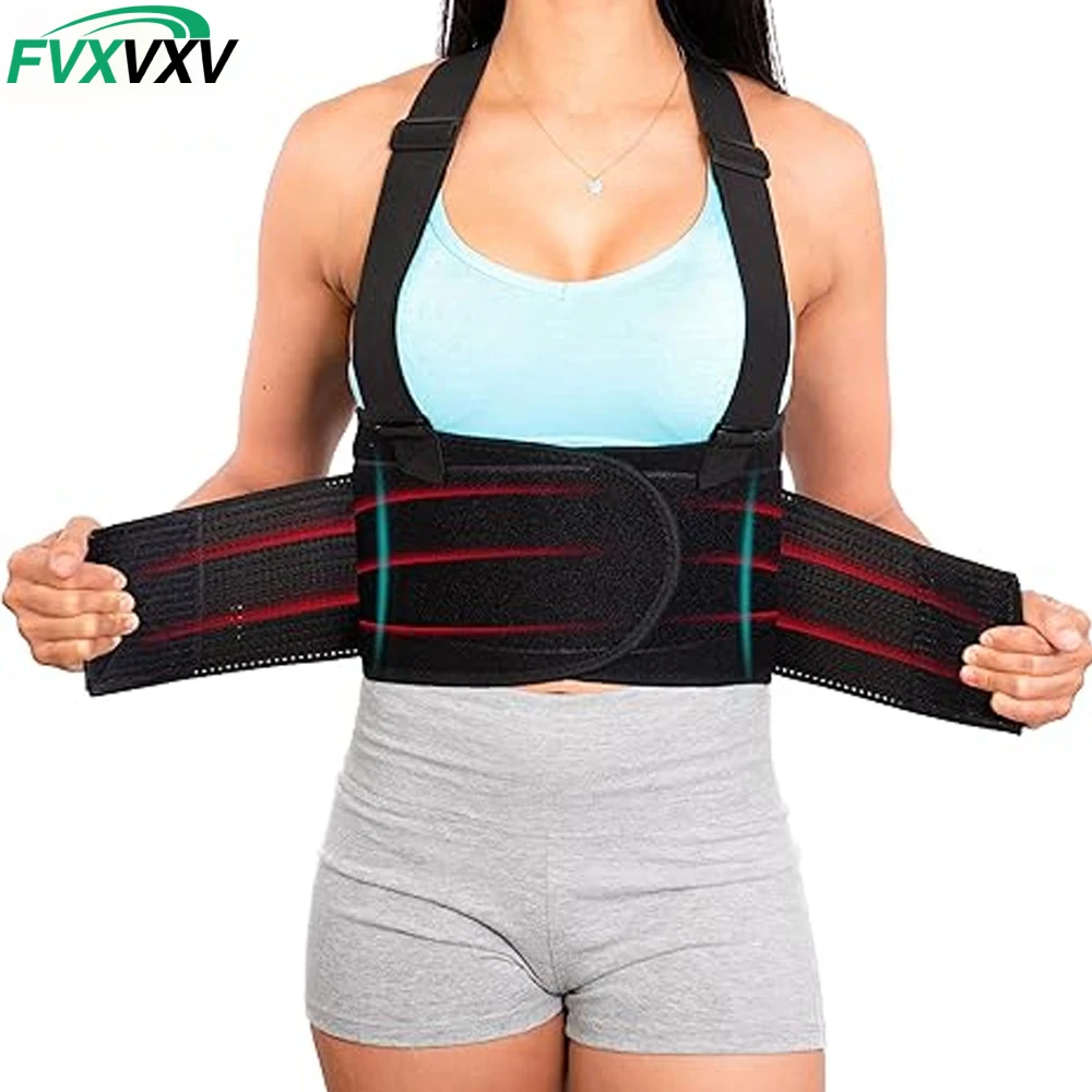 1Piece Back Brace for Lower Back Pain,Back Support Belt for Women & Men - Adjustable Suspender Shoulder Straps for Heavy Lifting