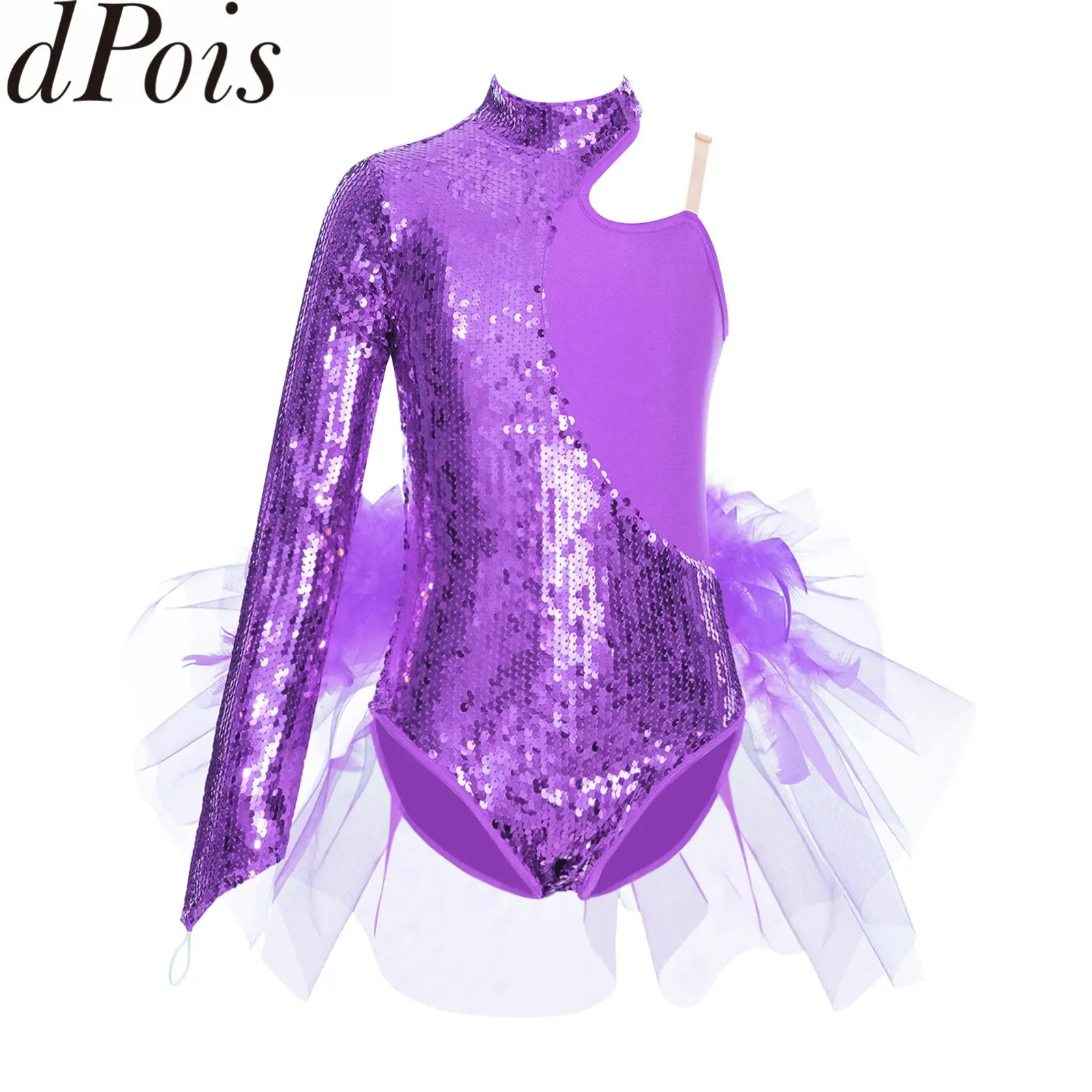 criancas-meninas-ballet-danca-tule-saias-lantejoulas-ginastica-collant-dancewear-vestido-mangas-assimetricas-jazz-patinacao-artistica-vestidos