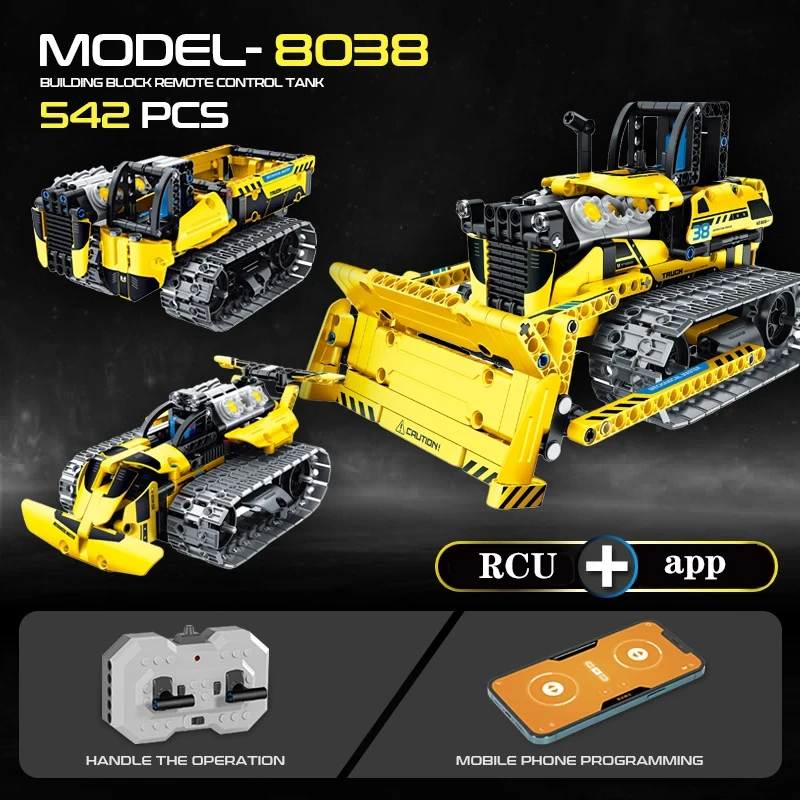 642 3 in 1 Vervorming Stad RC Robot Graafmachine Racewagen Bouwstenen Afstandsbediening Bulldozer Truck Bricks Speelgoed voor Kinderen