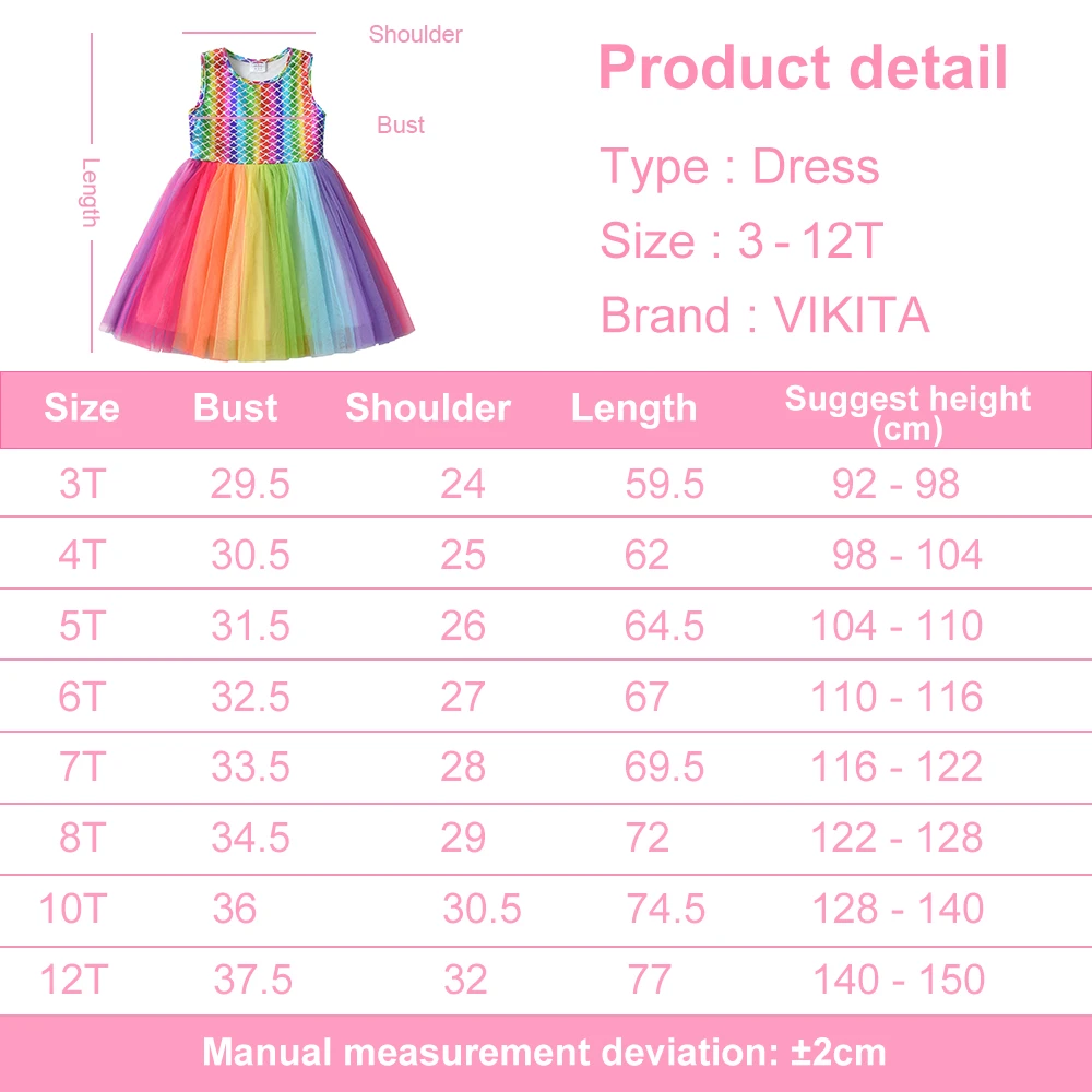 Ärmelloses Sommerkleid für Mädchen, Regenbogenfarben, bunt, Farbverlauf, Tüll, Netzstoff, Prinzessin, Geburtstagsfeier, Prinzessin, lässig, Festival-Kleider – Detail 1
