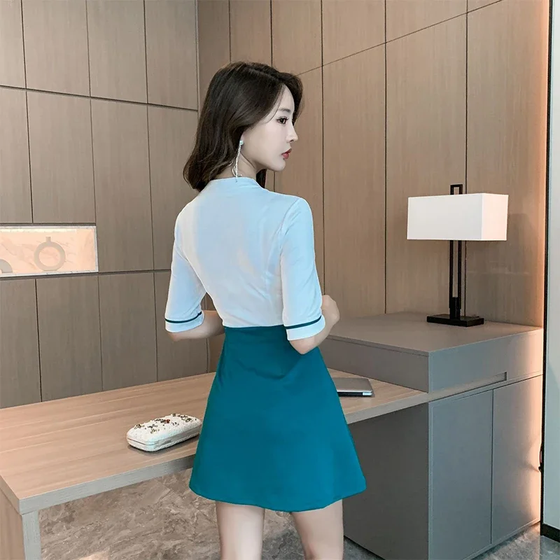 Foot Bath Foot Therapy Working Clothes Spa Massage Technician Uniform Women's Bath Sauna Workwear Skirt Suit Including Shorts