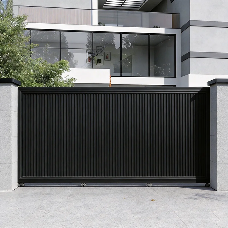 Modern Outdoor Automatic Sliding Gates for Villas Driveways Courtyards Schools-customized Aluminum Alloy Powder Coating