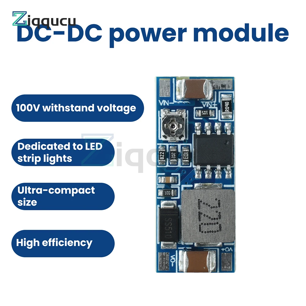 Adjustable DC-DC Step-down Module 8-100V to 5-20V Power Module High Current 2A Small Volume for Electronics