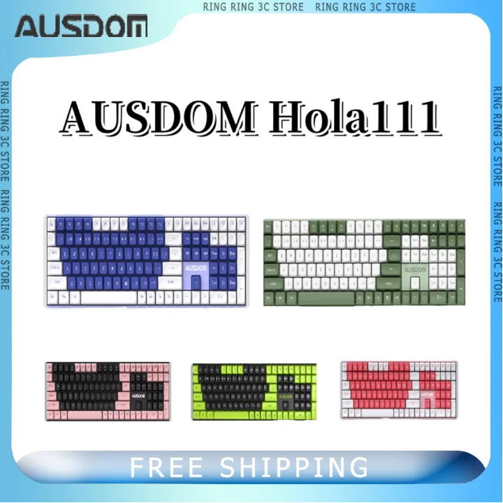 

AUSDOM Hola111 Mechanical Keyboards 2.4G Wireles PBT Keycaps Hot Swap Low Delay Customize 111 Keys Gamer Keyboard Office Gifts