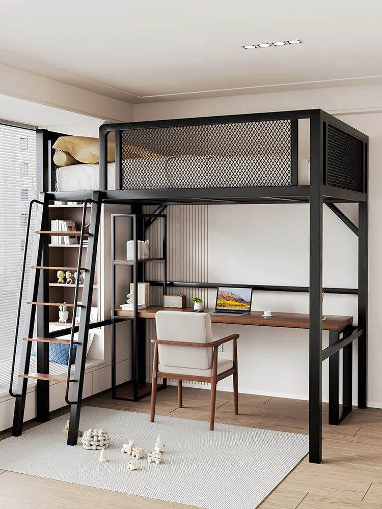 On the bed and off the table, combination bed, household loft bed, duplex second floor wrought iron elevated bed sheet, upper be
