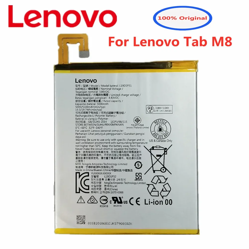 New 100% Original Lenovo L19D1P31 Tab M8 Battery For Lenovo Tab M8 TB-8705F/N/M TB-8505F/N/M Phone Batteria Batteries