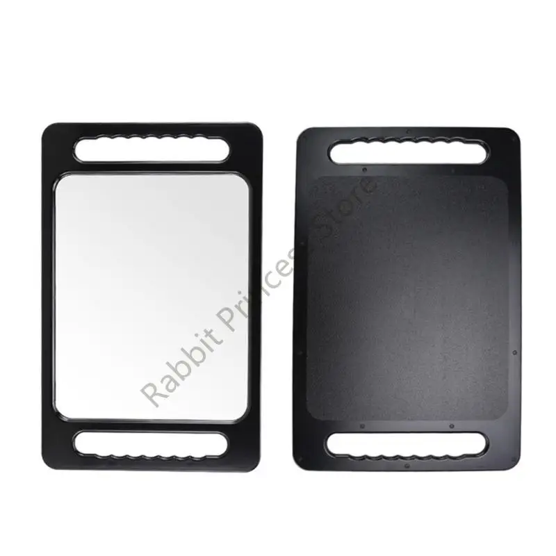 BX0F -Handspiegel mit doppelter großer rechteckiger Handspiegel Leichter Haarschnittspiegel mit doppelten Handgriffen