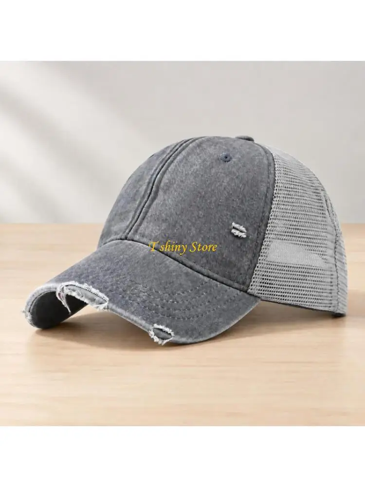 N58F Adult Unisex Ball Cap with Curved Brims for Eye Shade, Weathered Finish, and Breathable Rear Mesh Paneling for Casual Wear
