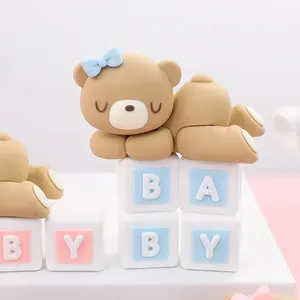 الوردي والأزرق الدب عيد ميلاد كعكة توبرز الديكور ، الصبي والفتاة ، 1st كعكة عيد ميلاد ، حفلة استحمام الطفل ، يكشف الجنس أفضل 6 مبيعات لتزيين الكيك رجل - رقم 6