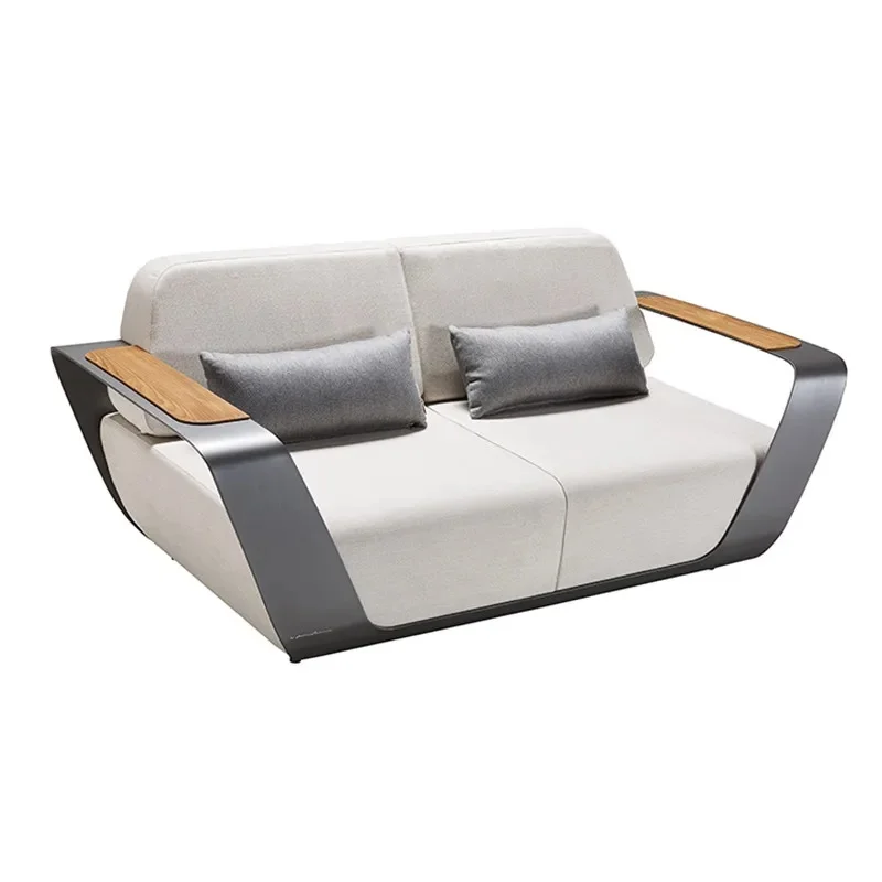 Economical Custom Patio Garden Outdoor Hotel Garden Furniture Aluminum 2 Seaters Double Sofa