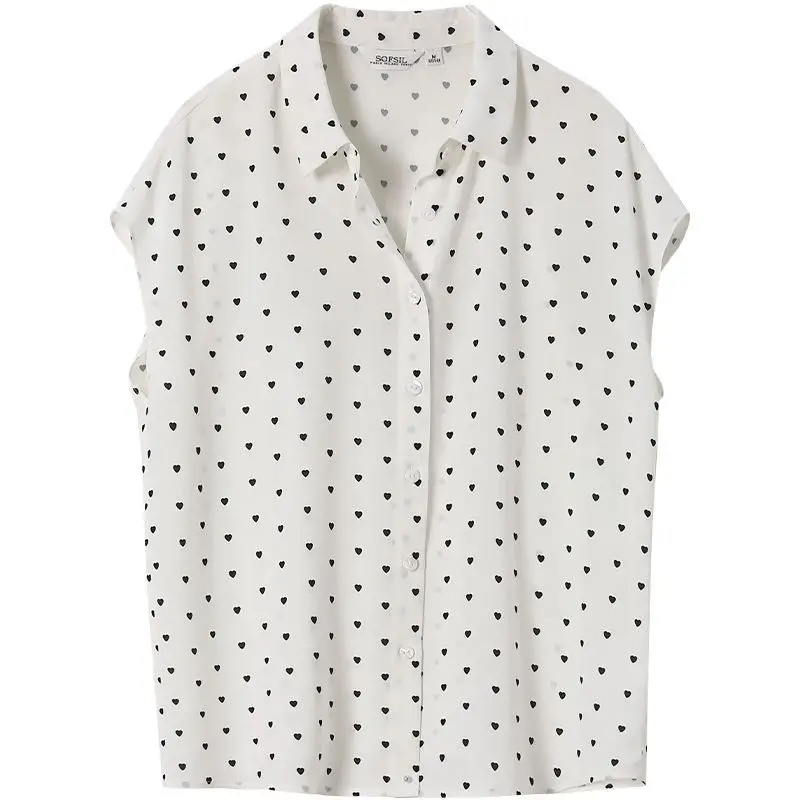 Summer New Fashion Casual Polka Dot White Chiffon Short Sleeved Shirt Loose Comfortable Original Design Youthful Wind Lady Top