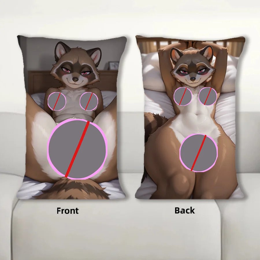

Dakimakura Anime Shy Little Raccoon Sofa Cushion Body Pillow Cover Double Side Print Bedding Throw Pillow Case