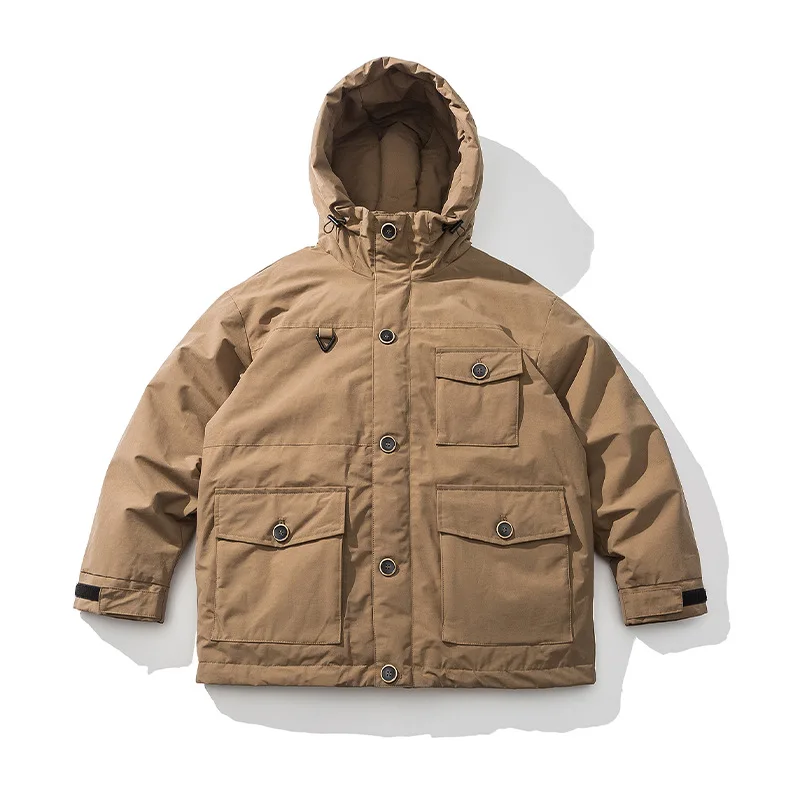 Taktische Daunenjacken für Herren 2024 Winter Outdoor 90 % weiße Ente Daunenjacke Warmer Frachtmantel Dicke Oberbekleidung Hip Hop Streetwear