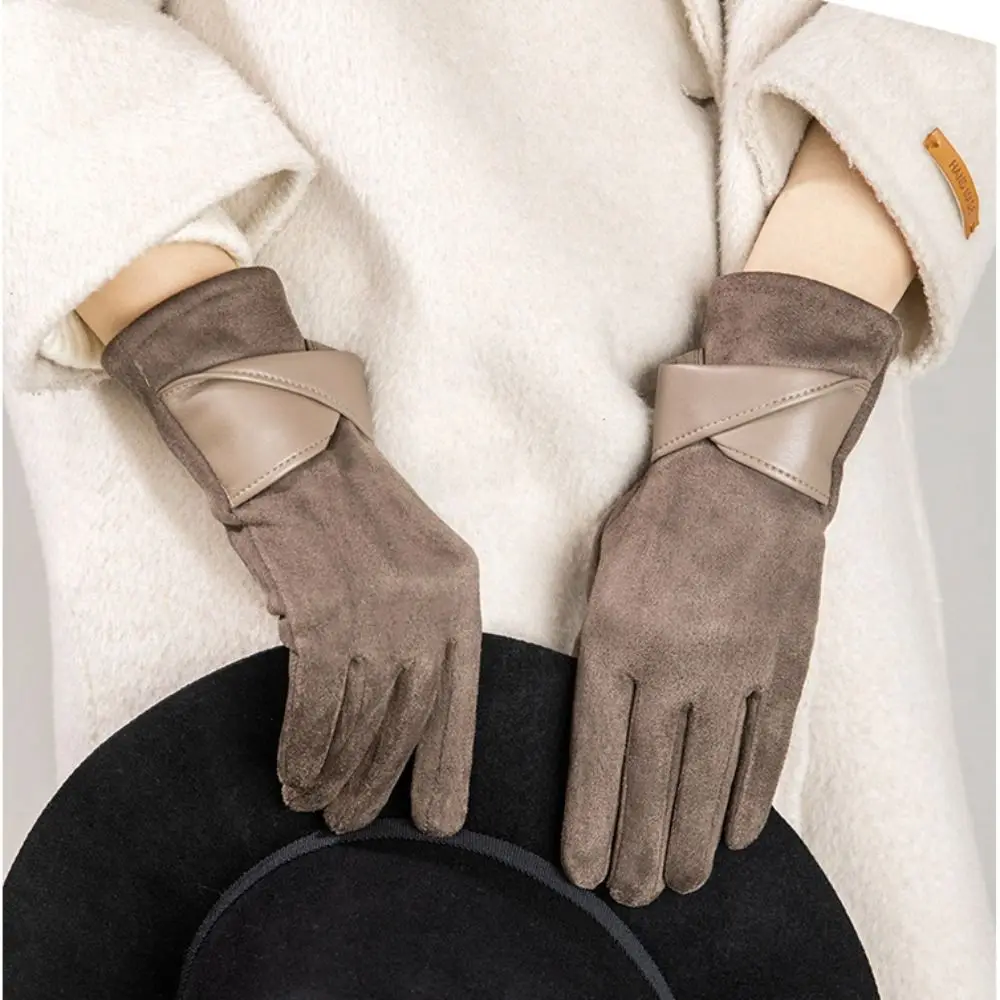 Универсальные бархатные зимние замшевые перчатки