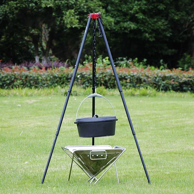 

Outdoor Large Bonfire Tripod Portable Camping Picnic Campfire Cooking Pot Hanging Chain Triangle Support Stand Rack Accessories